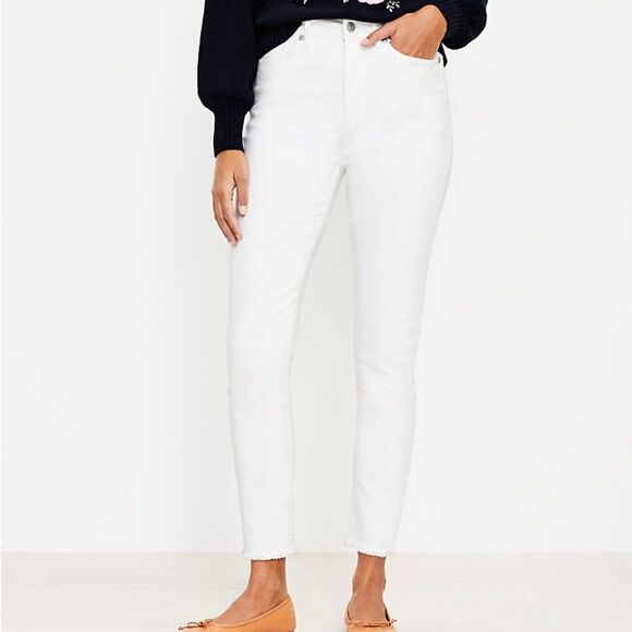NWT LOFT High Waist Skinny Ankle Jeans  White - Picture 2 of 2